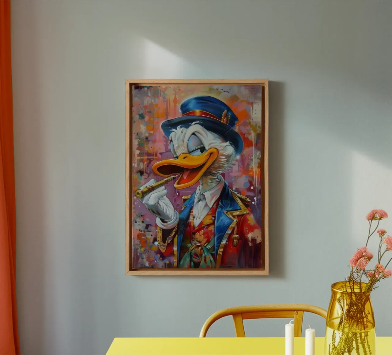 Duck smoking canvas met Baklijst van Nando Art