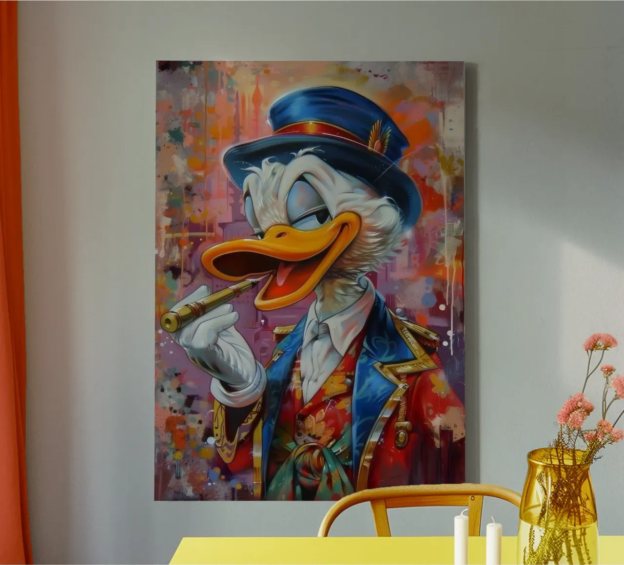 Duck smoking canvas met Baklijst van Nando Art