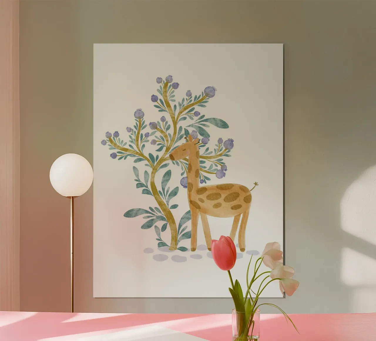 giraffa poster con telaio in legno da Nikitajariwala
