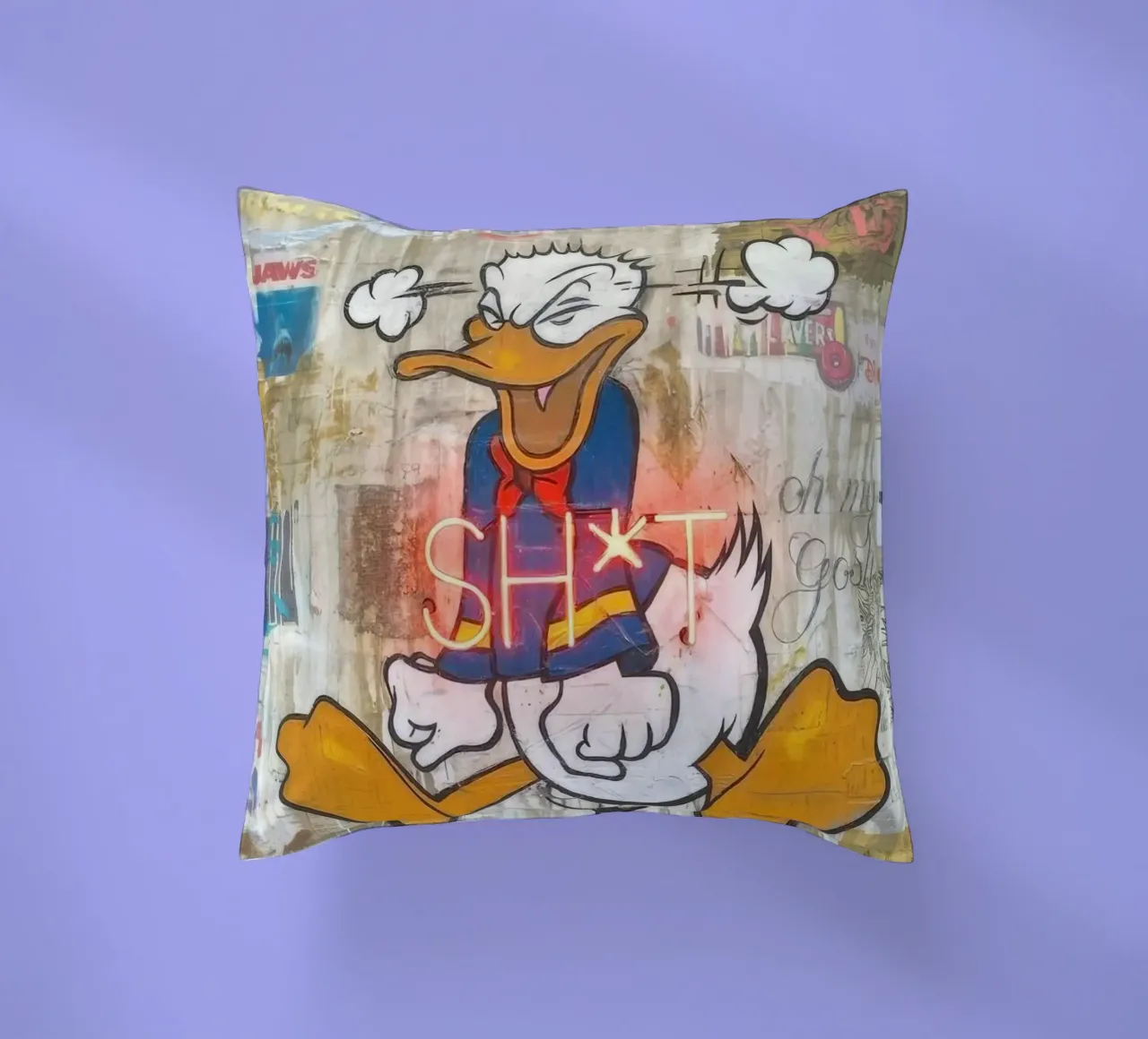Stressed Duck decorative cushion by Nando Art