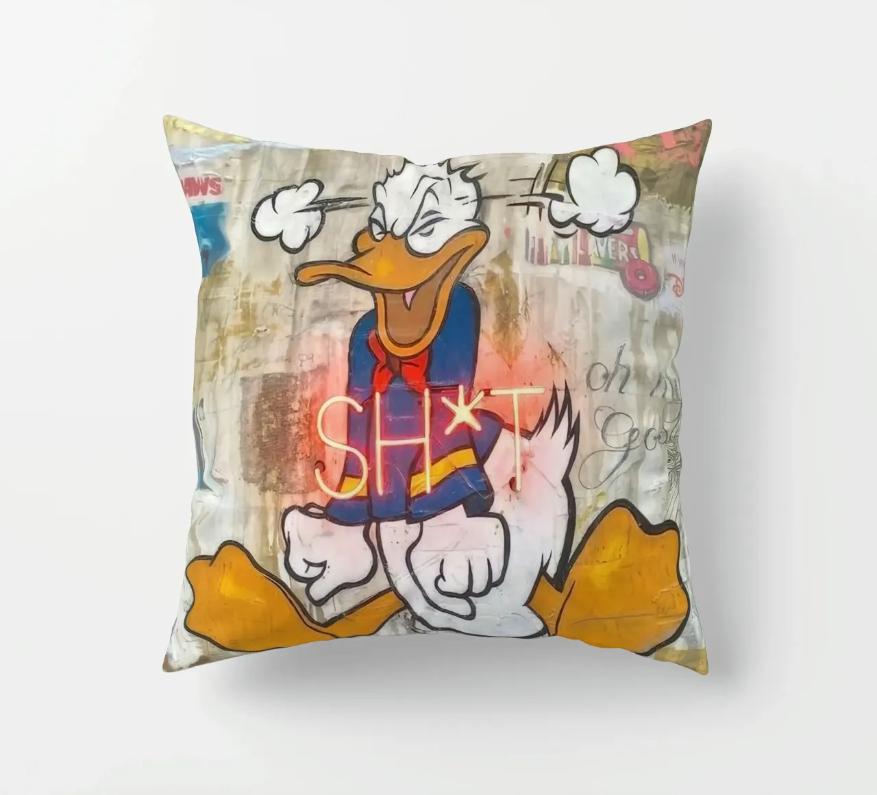Stressed Duck decorative cushion by Nando Art