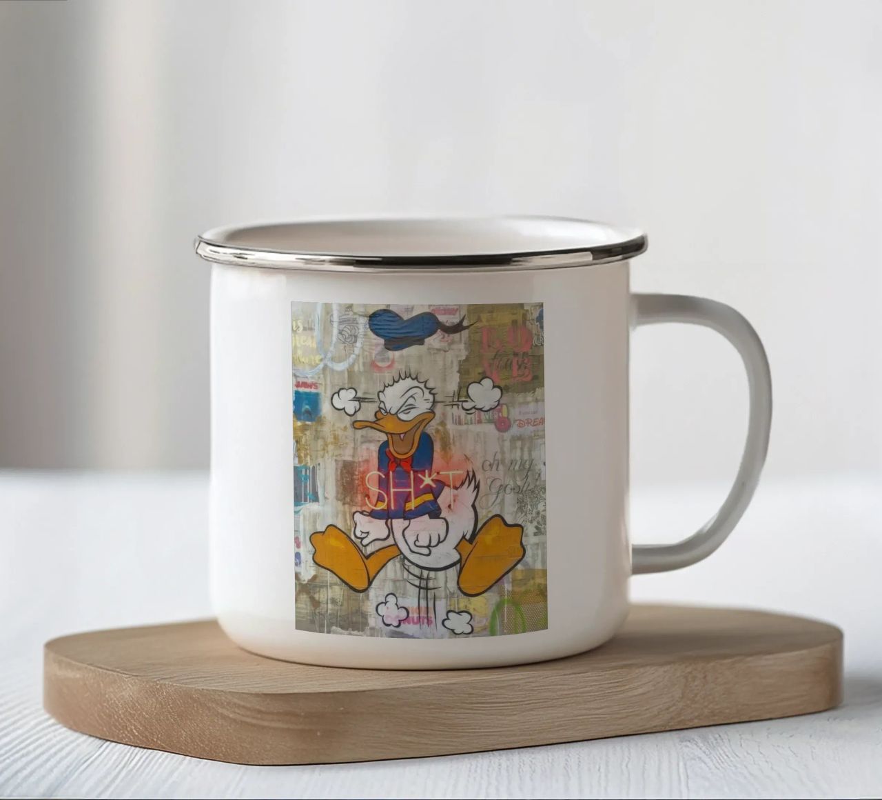Stressed Duck tazza in smalto da Nando Art