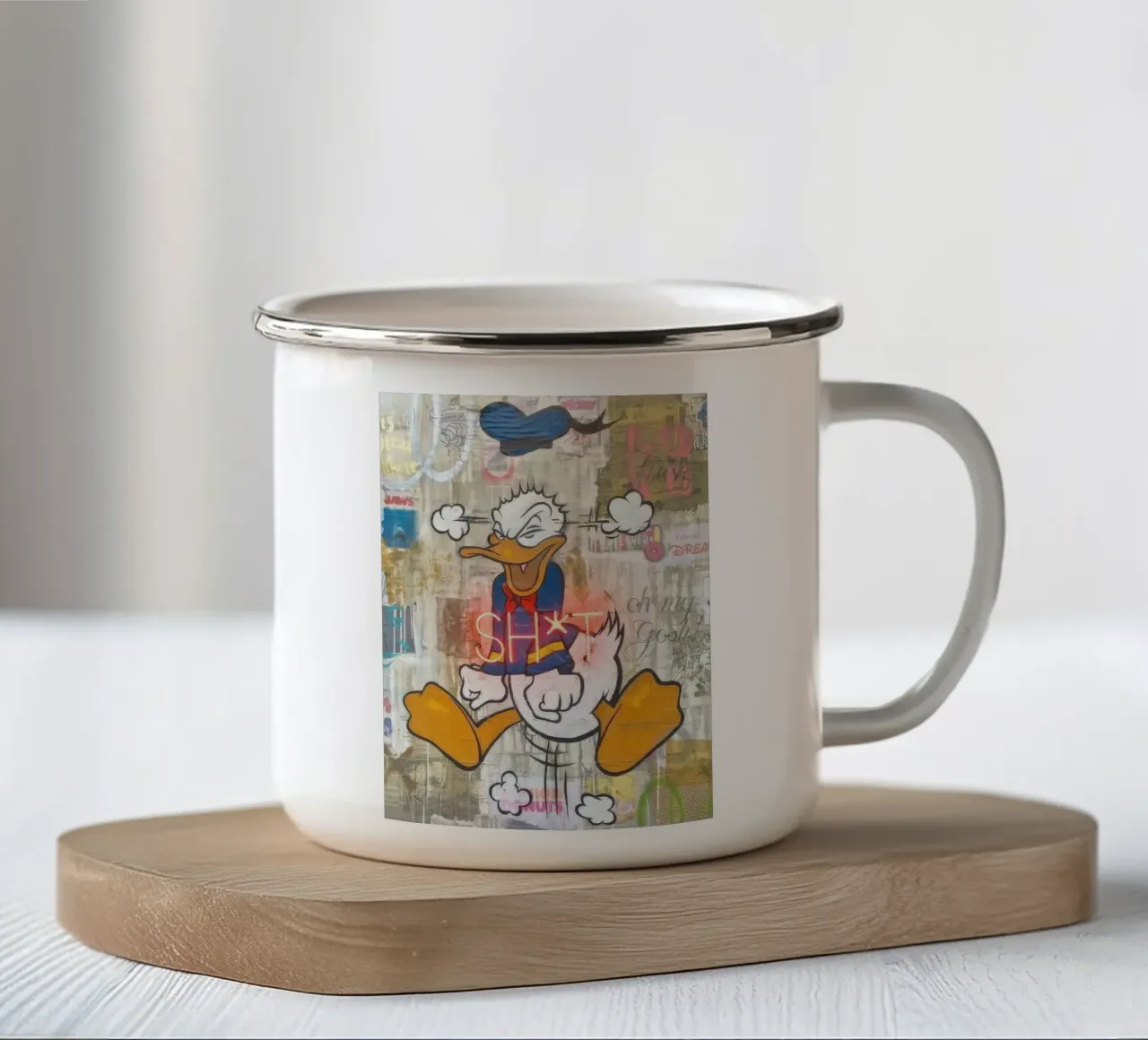 Stressed Duck Emaille Tasse von Nando Art