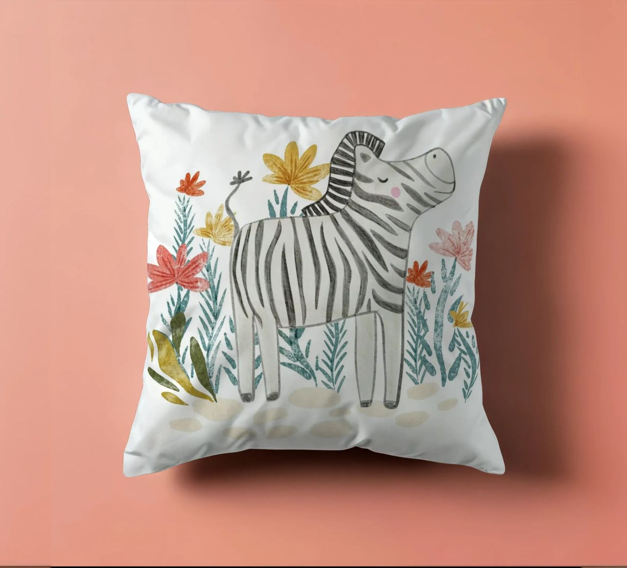 Zebra e fiori cuscino da Nikitajariwala