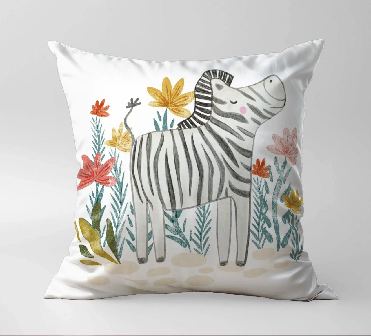 Zebra e fiori cuscino da Nikitajariwala