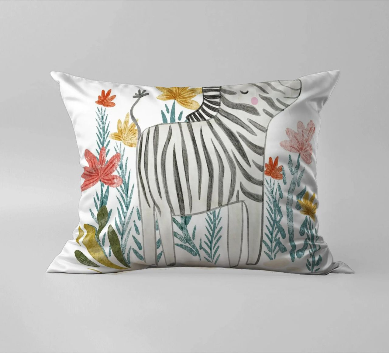 Zebra e fiori cuscino da Nikitajariwala