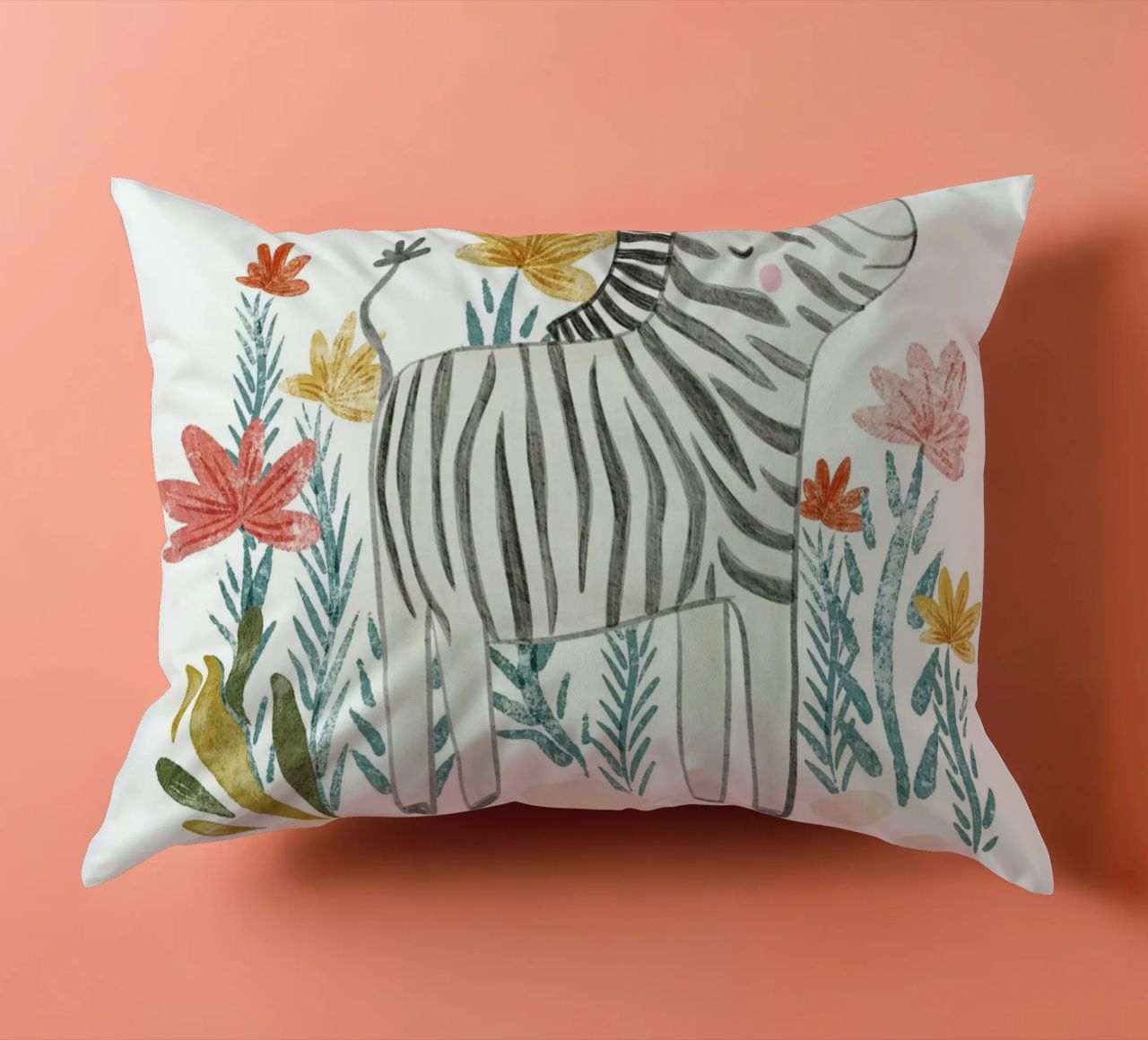 Zebra e fiori cuscino da Nikitajariwala