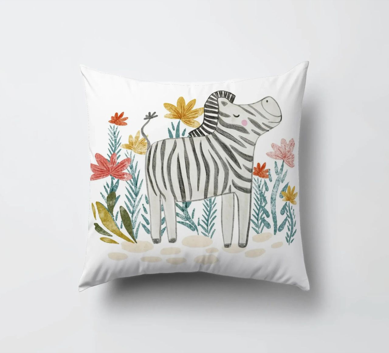 Zebra e fiori cuscino da Nikitajariwala
