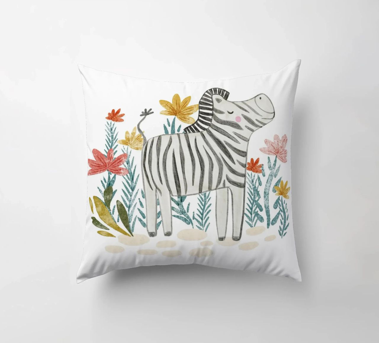 Zebra e fiori cuscino da Nikitajariwala