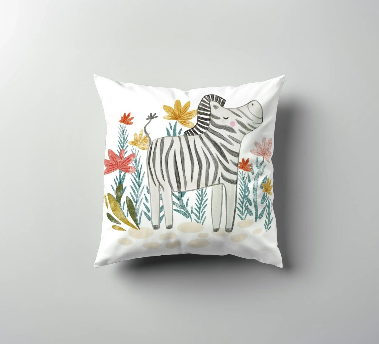 Zebra e fiori cuscino da Nikitajariwala