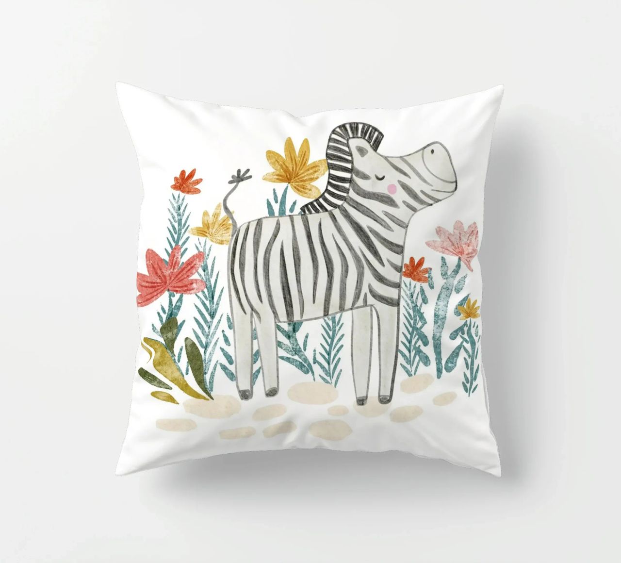 Zebra e fiori cuscino da Nikitajariwala