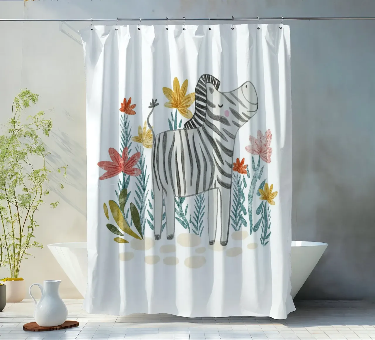 Zebra e fiori tenda da doccia da Nikitajariwala