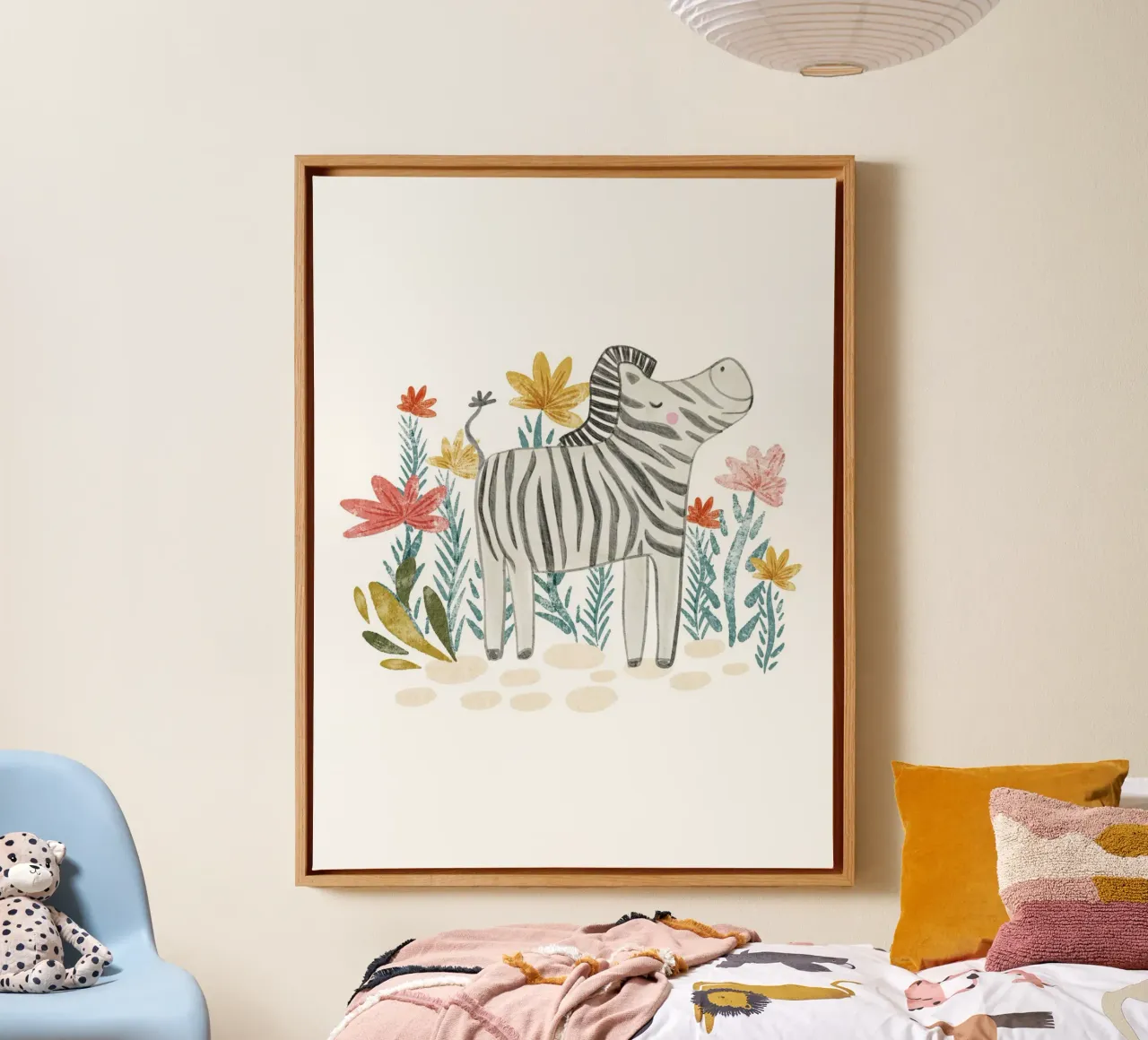 Zebra e fiori tela con Cornice a cassetta da Nikitajariwala
