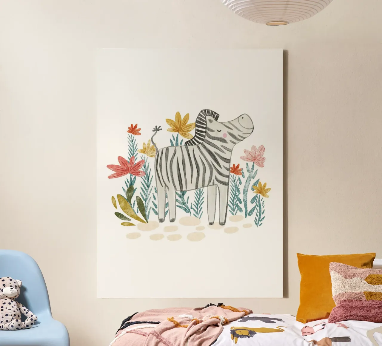 Zebra e fiori tela con Cornice a cassetta da Nikitajariwala