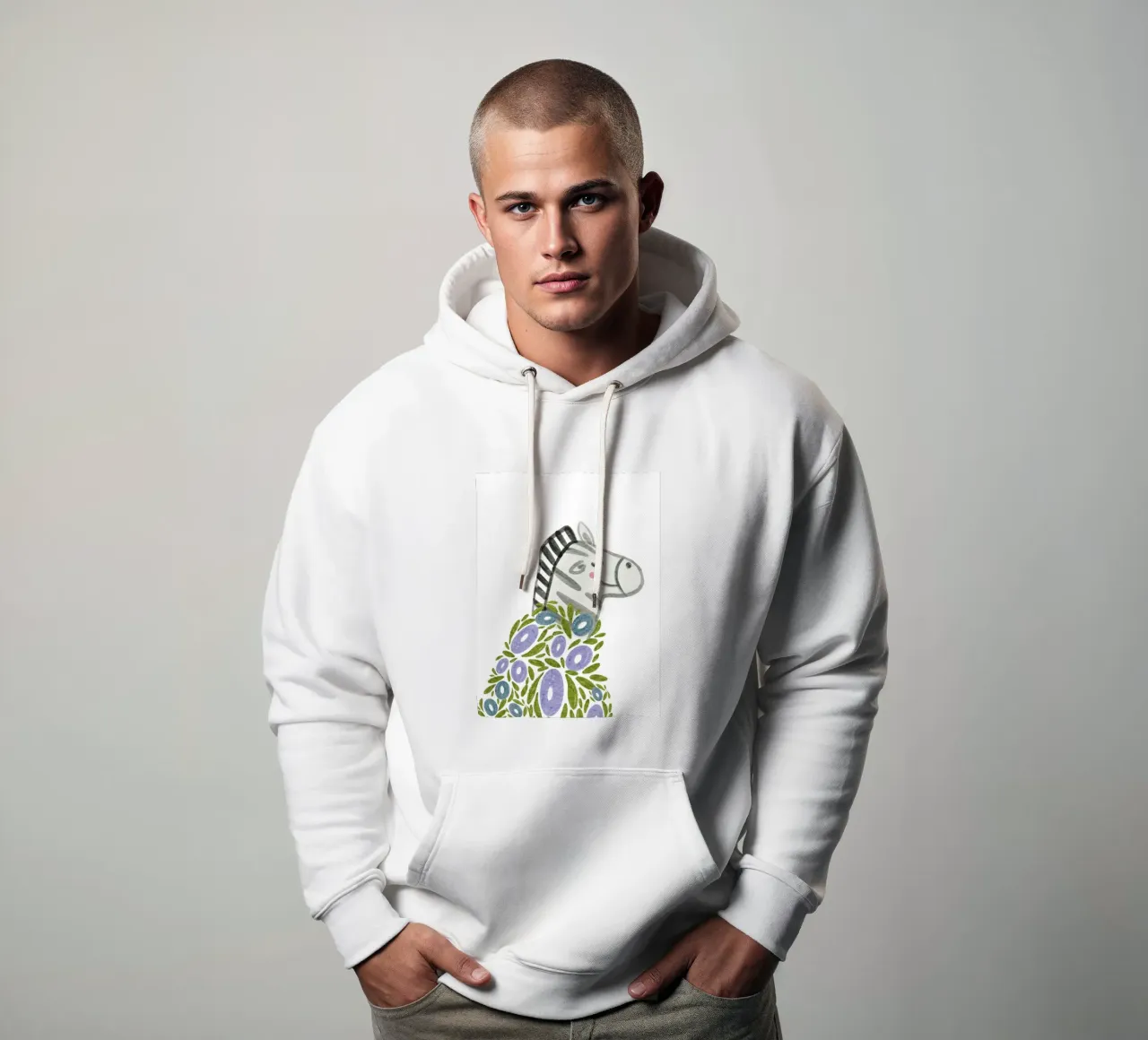 Zebra e fiori felpa con cappuccio da Nikitajariwala