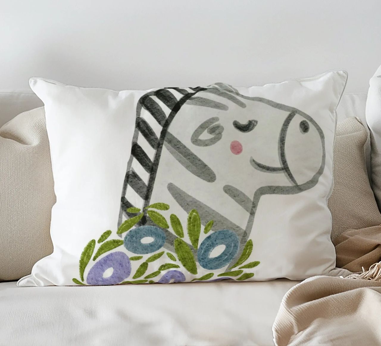 Zebra e fiori cuscino da Nikitajariwala