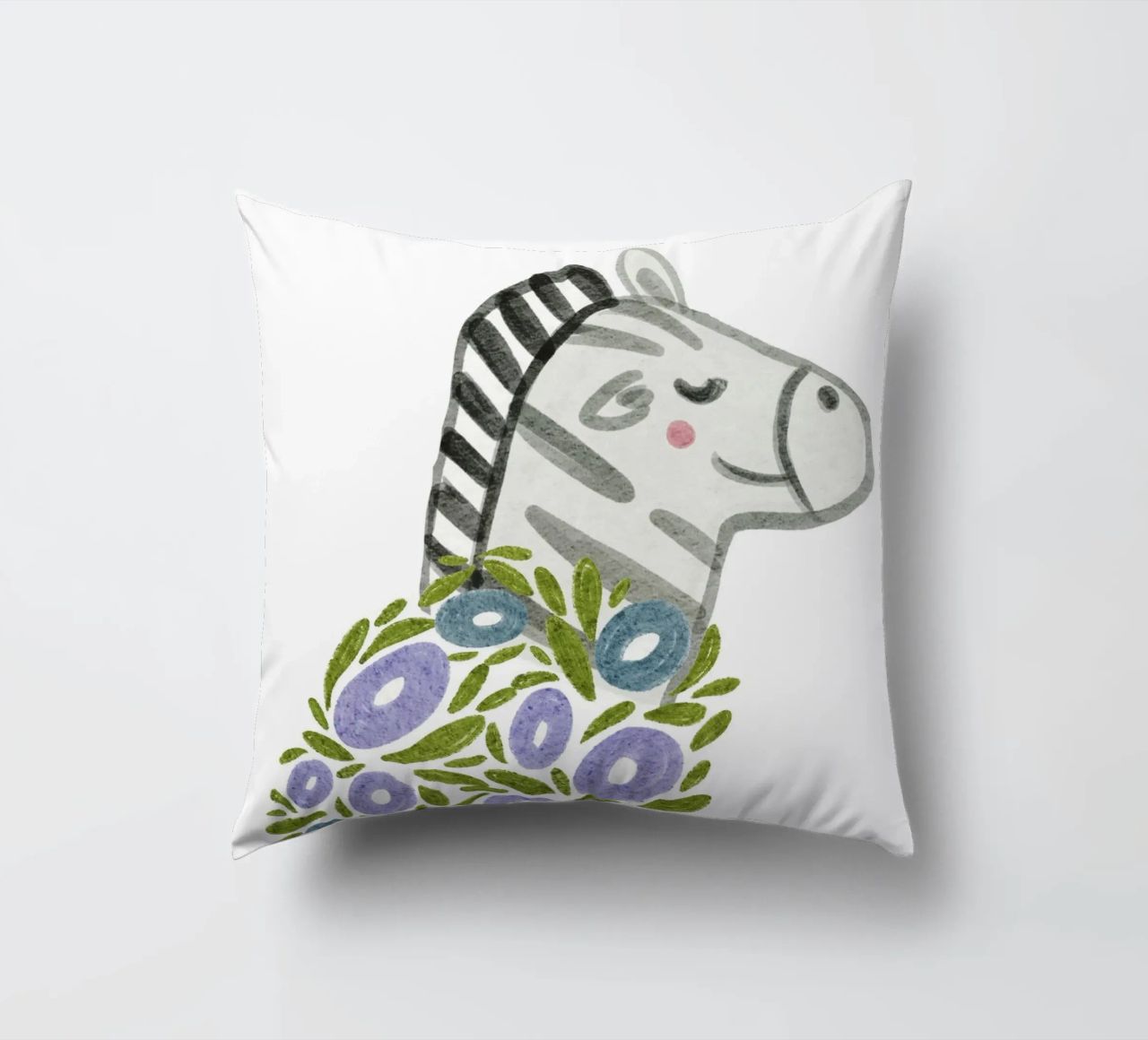 Zebra e fiori cuscino da Nikitajariwala