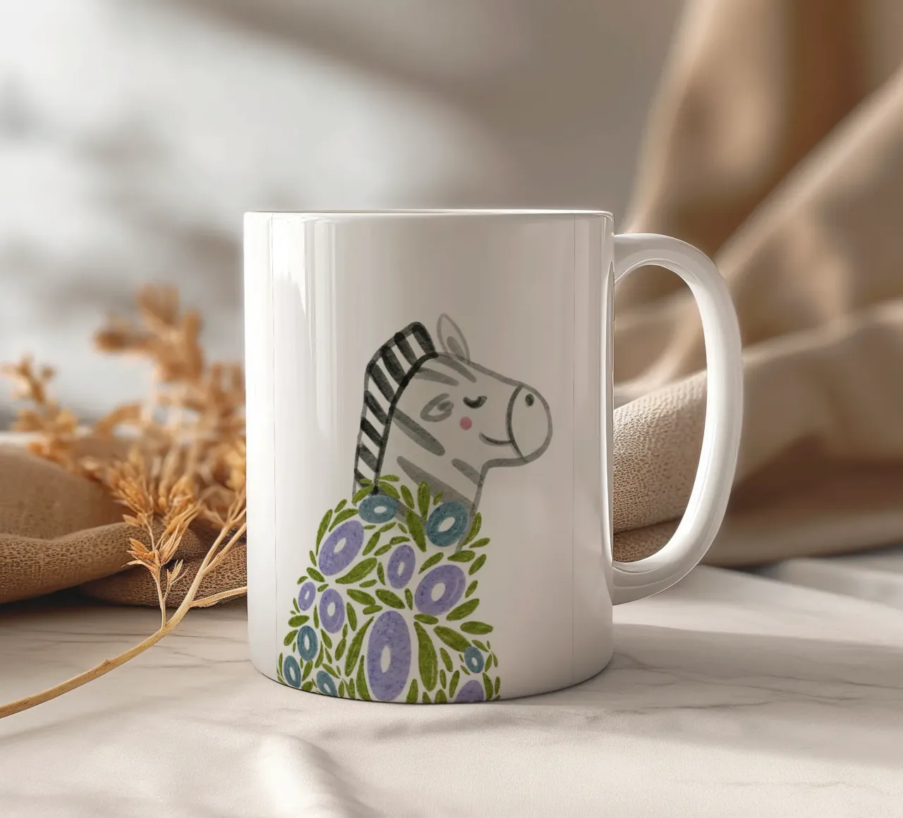 Zebra en bloemen keramische mok van Nikitajariwala