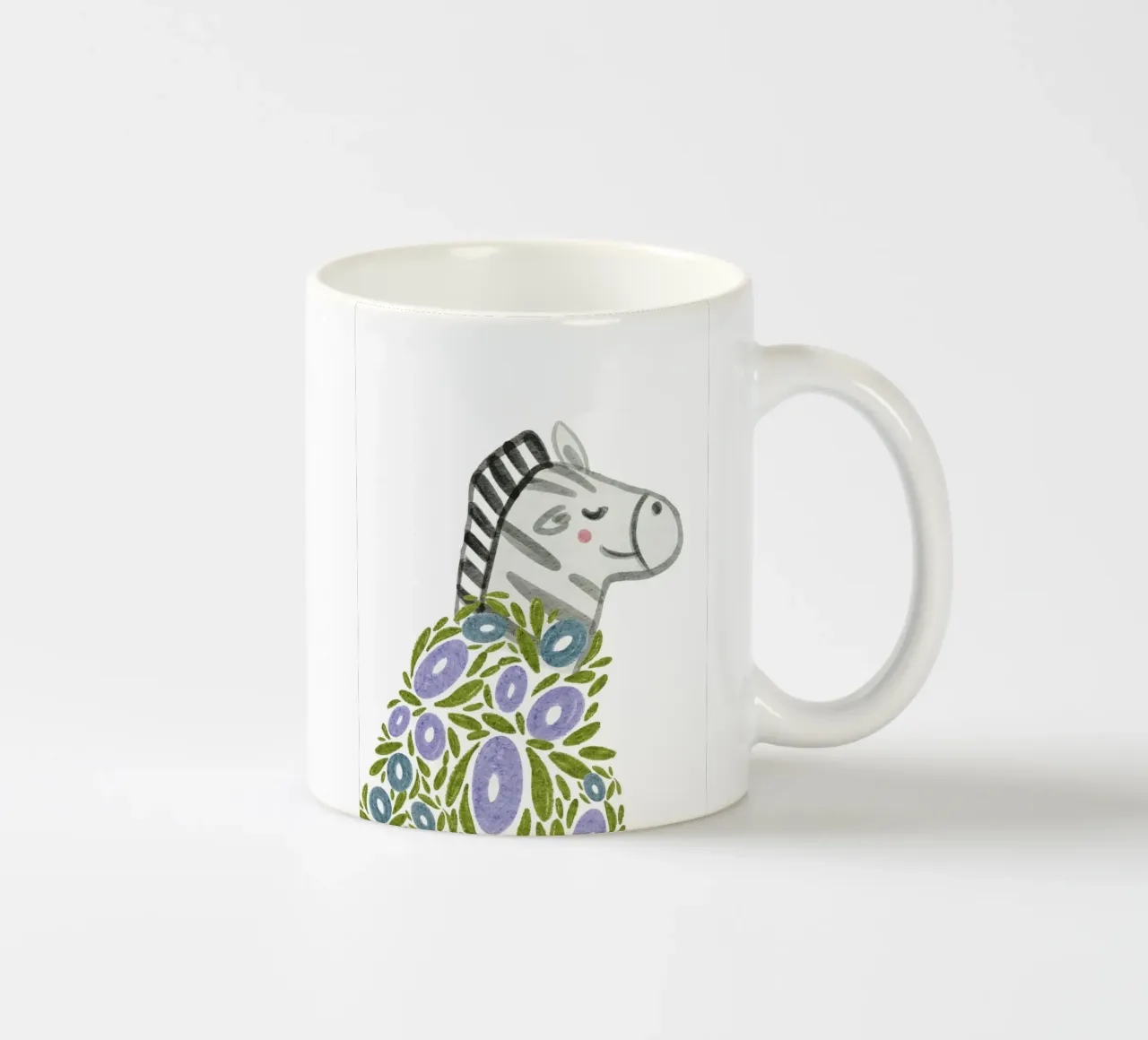 Zebra und Blumen Keramik Tasse von Nikitajariwala