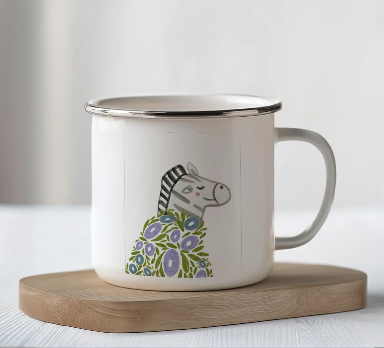 Zebra e fiori tazza in smalto da Nikitajariwala