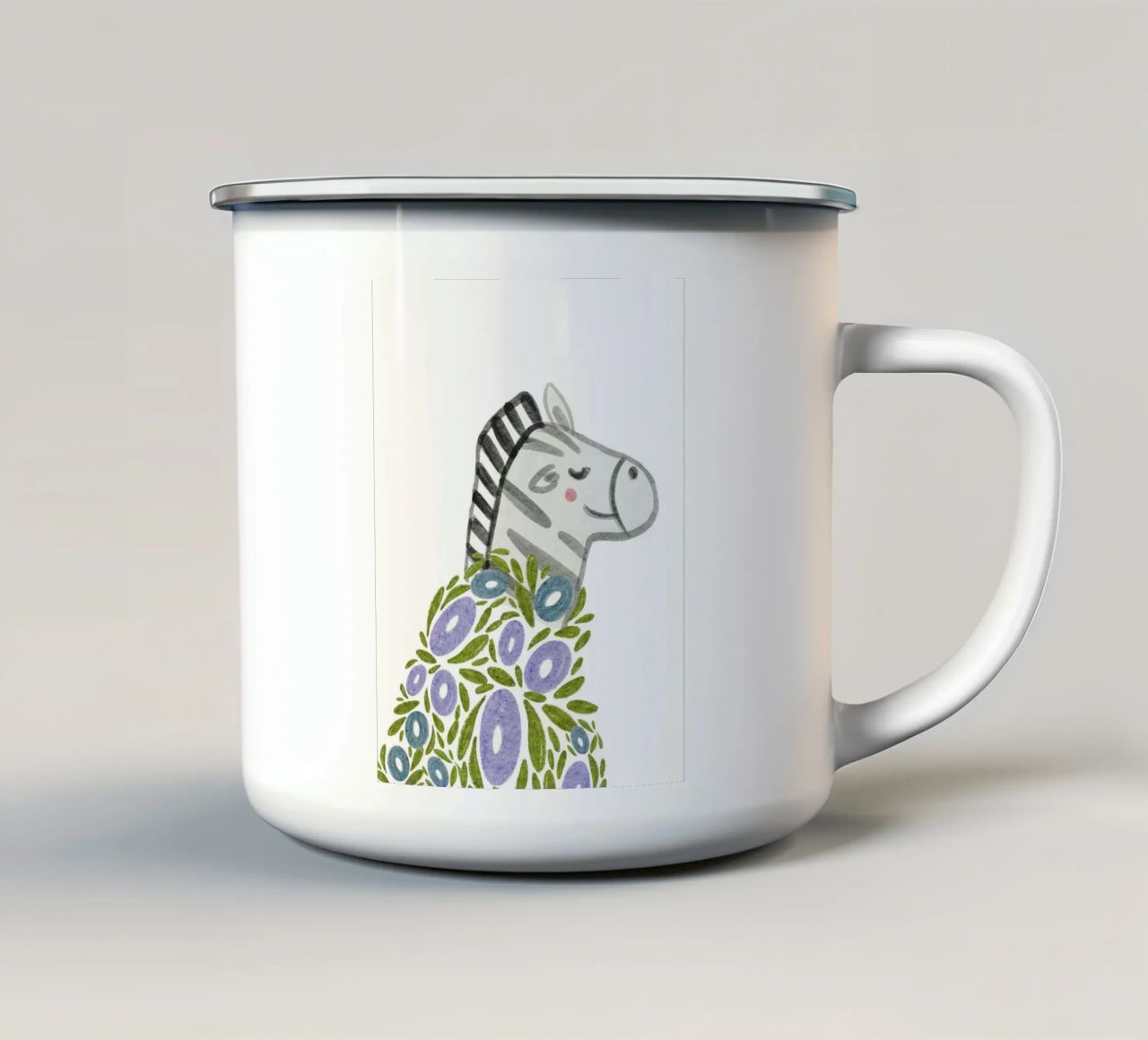 Zebra e fiori tazza in smalto da Nikitajariwala