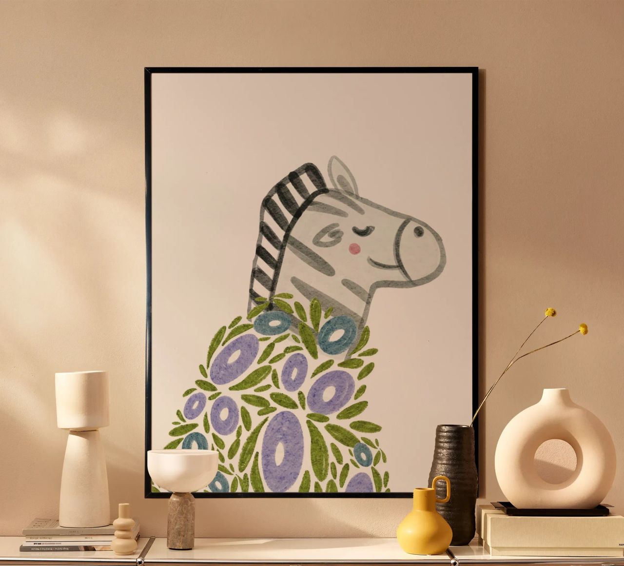 Zebra e fiori carta hahnemühle da Nikitajariwala