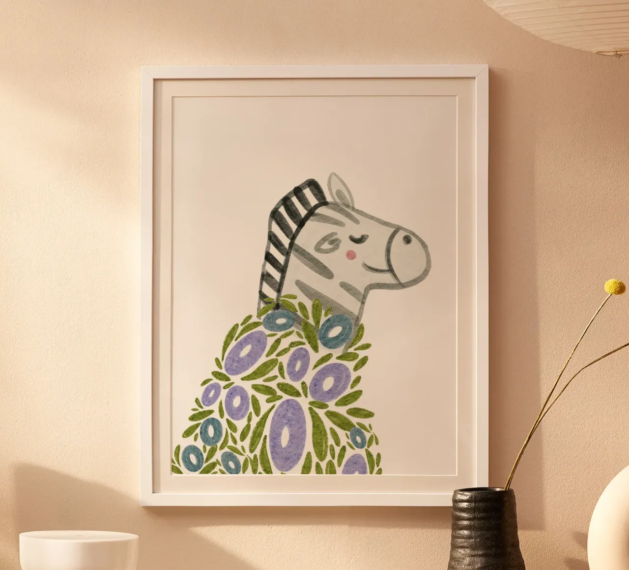Zebra e fiori carta hahnemühle da Nikitajariwala