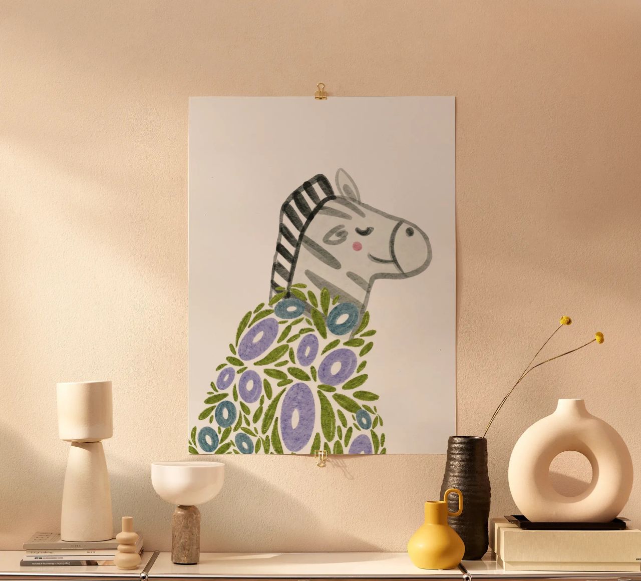 Zebra e fiori carta hahnemühle da Nikitajariwala
