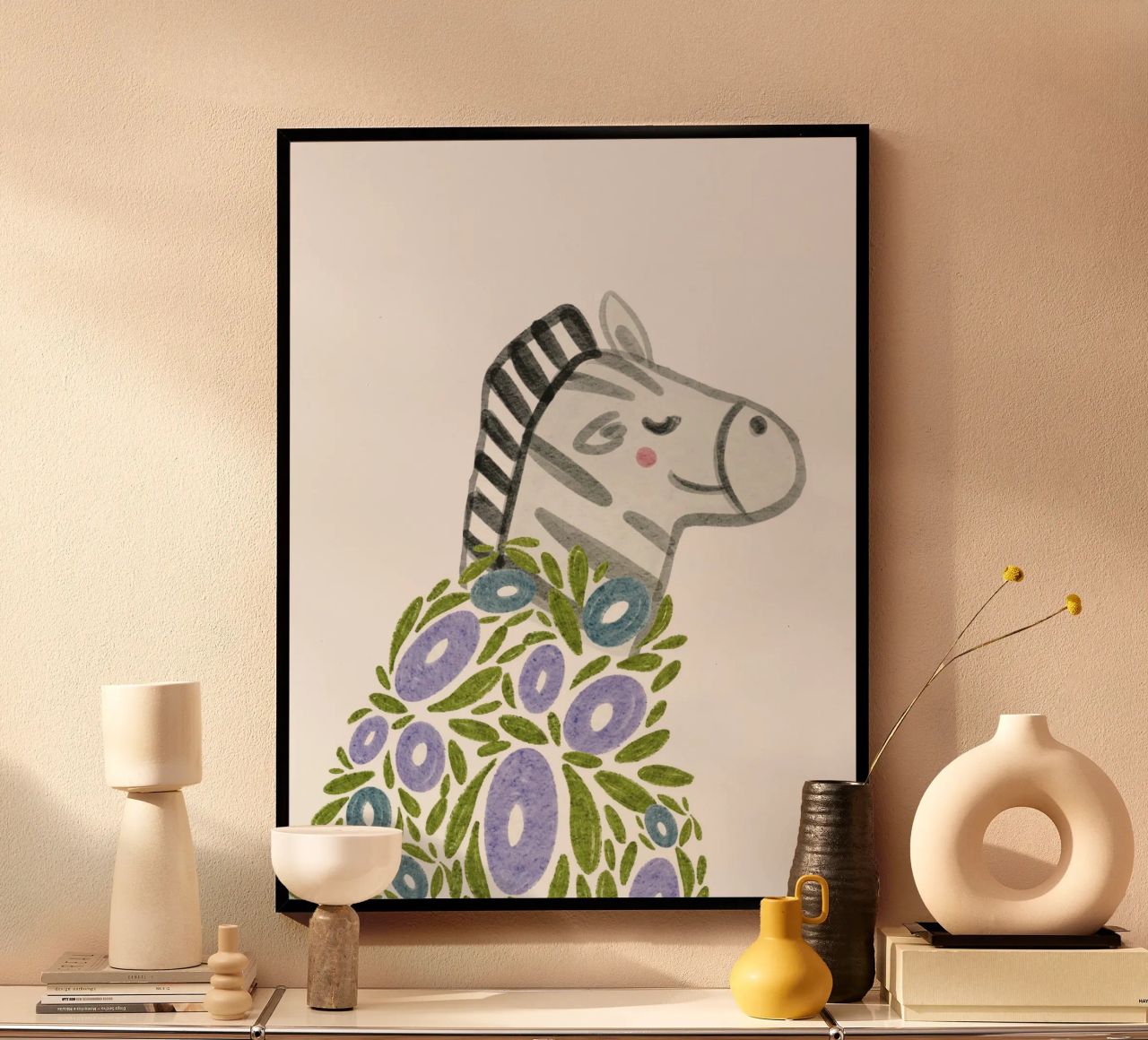 Zebra e fiori carta hahnemühle da Nikitajariwala