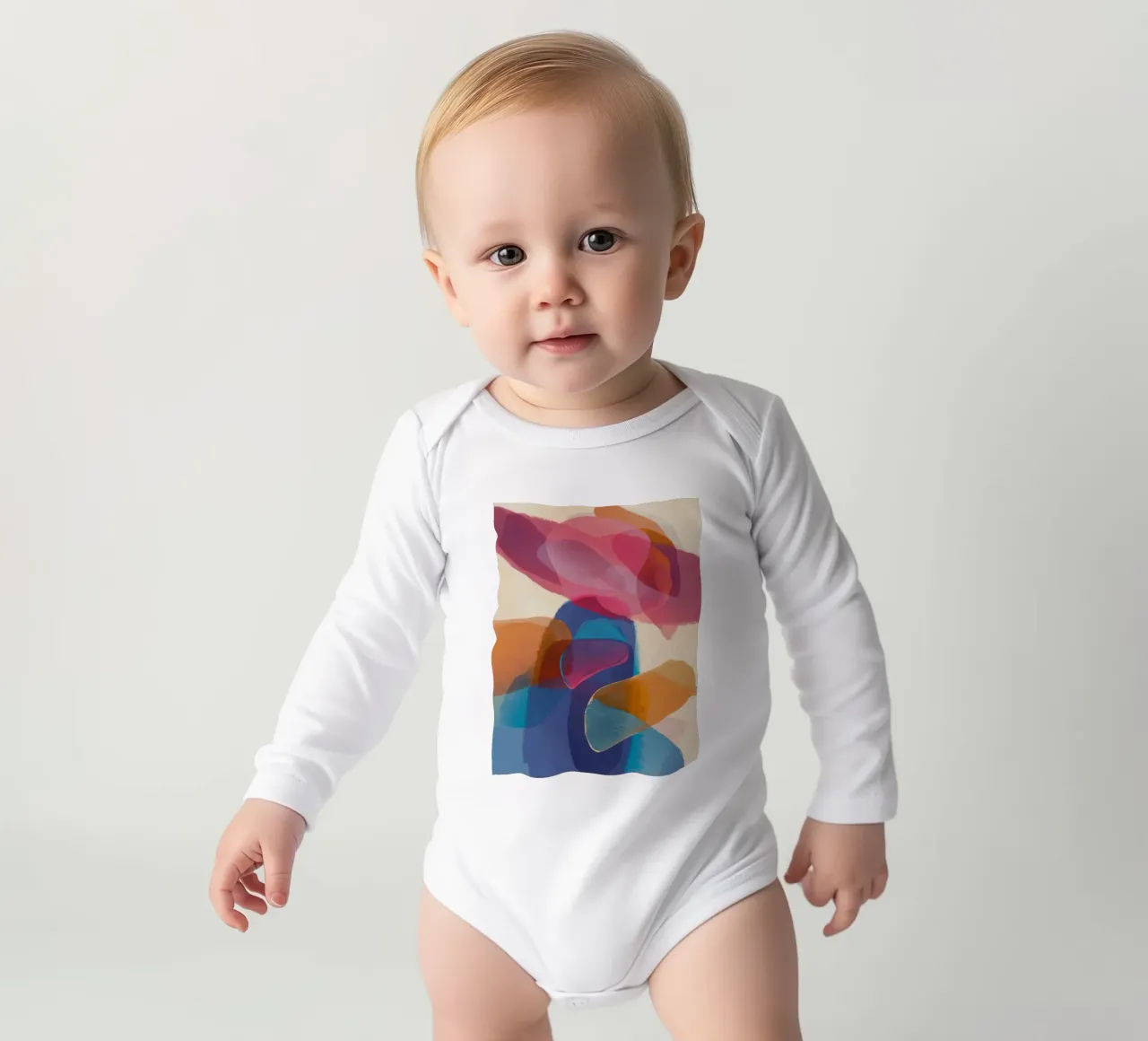 Coral Haze Ballet long-sleeve baby romper by Vivid Reverie