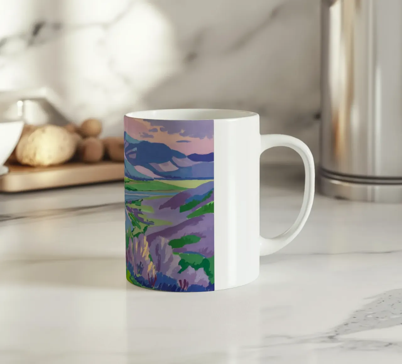 Paesaggio onirico dei campi di lavanda tazza in ceramica da Radiance Landscape