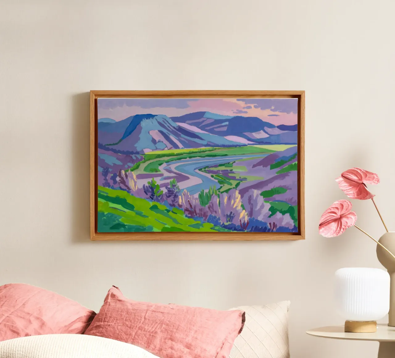 Paesaggio onirico dei campi di lavanda tela con Cornice a cassetta da Radiance Landscape