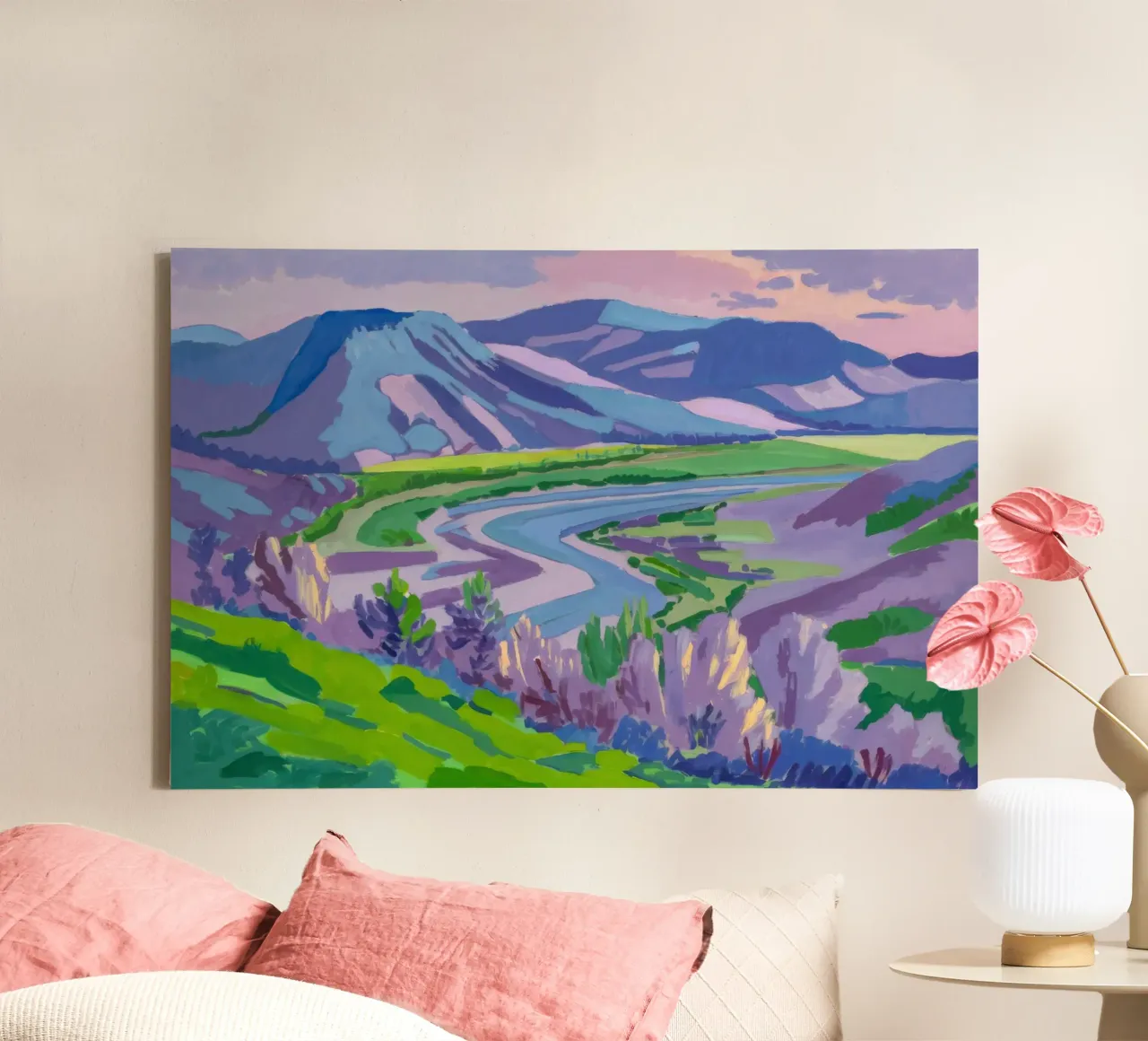 Paesaggio onirico dei campi di lavanda tela con Cornice a cassetta da Radiance Landscape