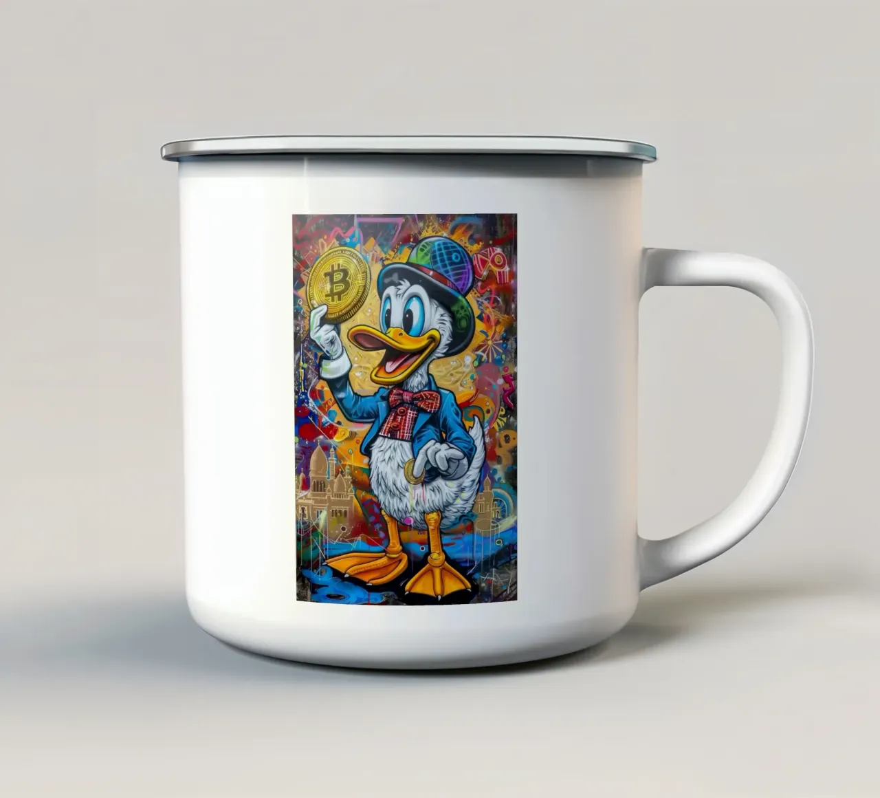 Duck Miliarder tazza in smalto da Nando Art
