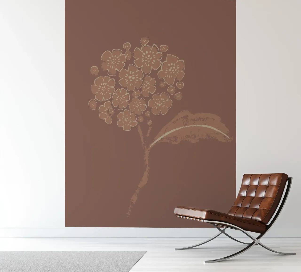Earthen Mocha Brown Florals photo wallpaper by Nikitajariwala