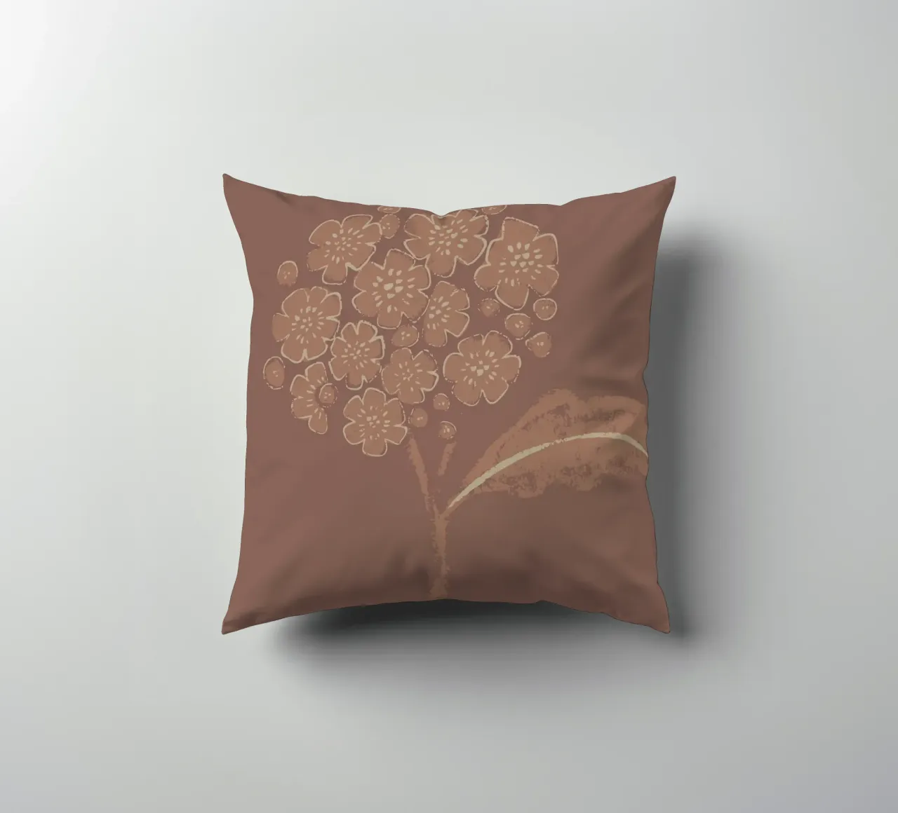 Earthen Mocha Brown Florals decorative cushion by Nikitajariwala