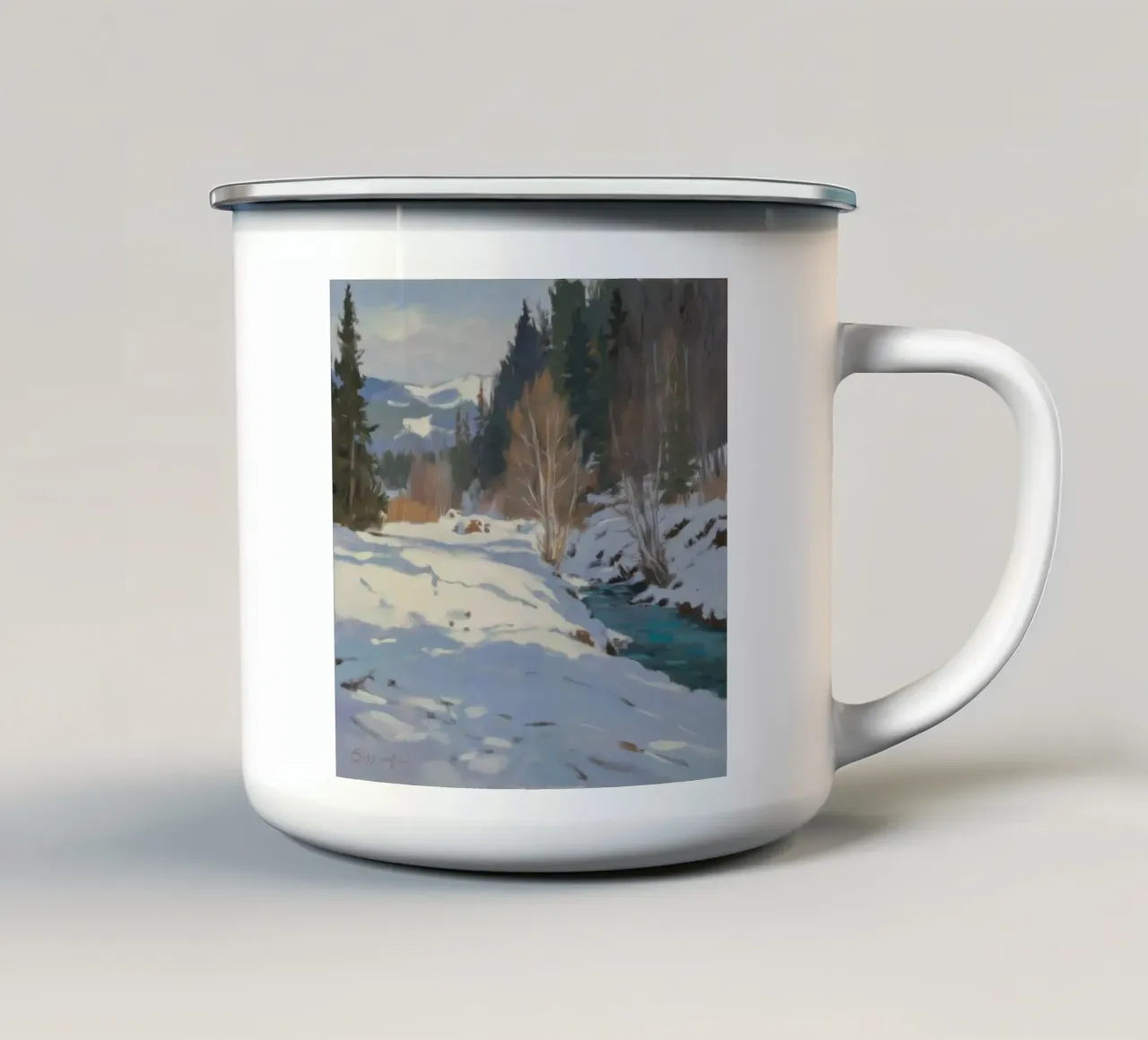 Portata invernale del fiume tazza in smalto da Radiance Landscape