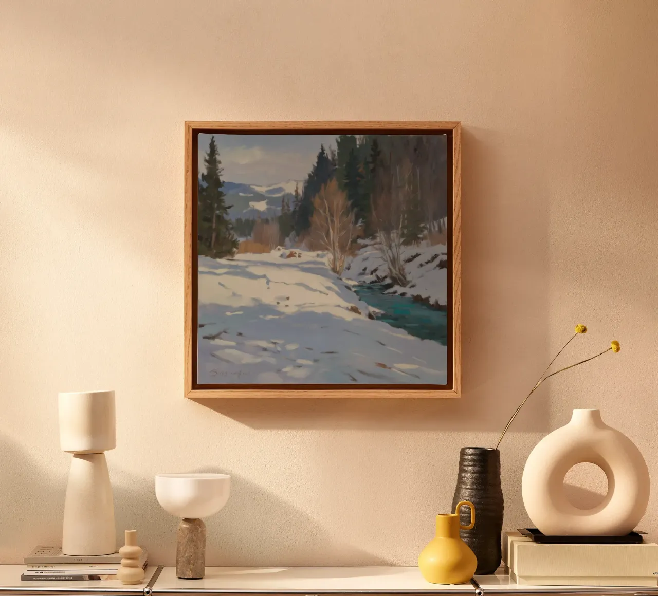 Portata invernale del fiume tela con Cornice a cassetta da Radiance Landscape
