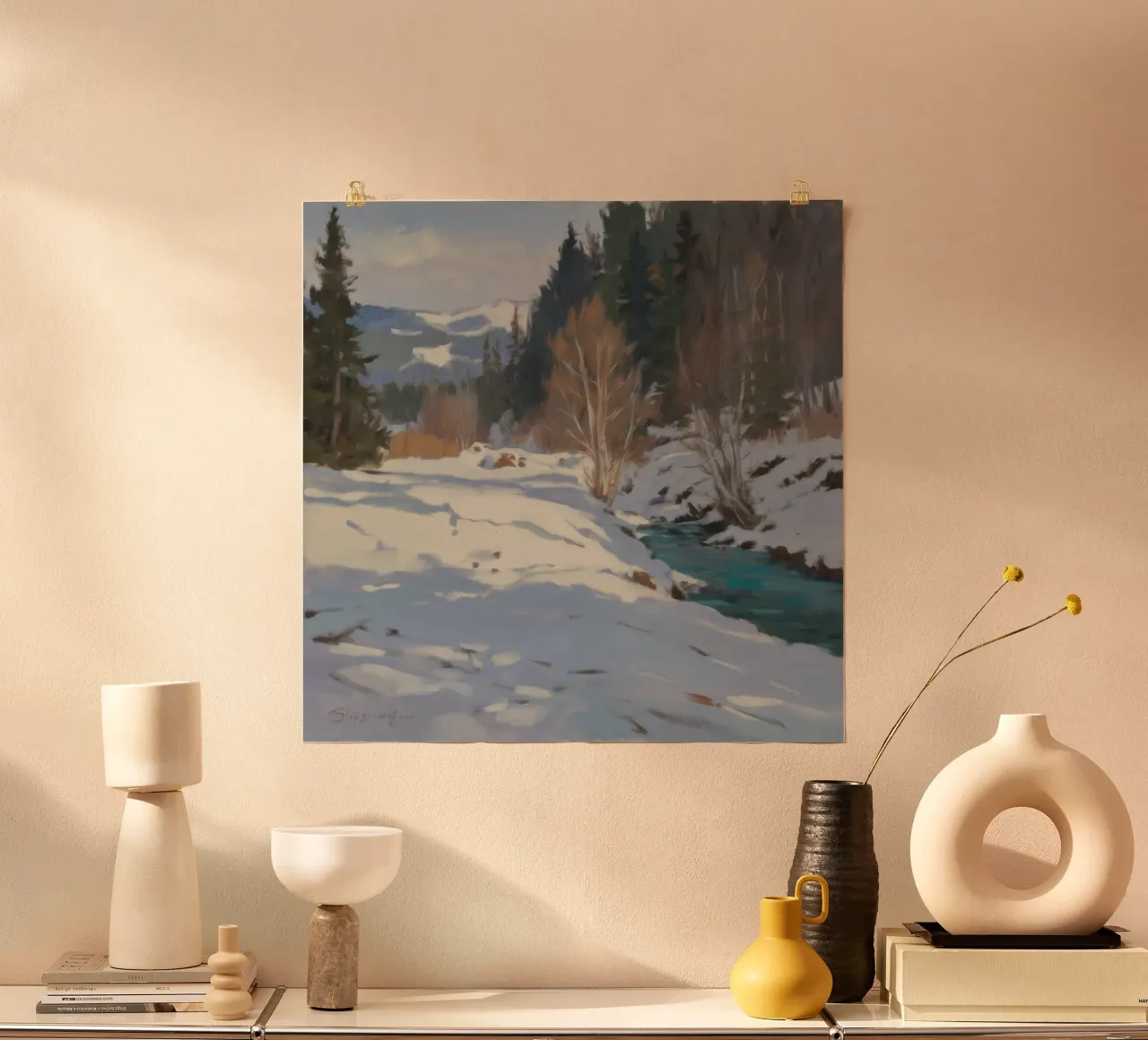 Portata invernale del fiume poster con telaio in plastica da Radiance Landscape