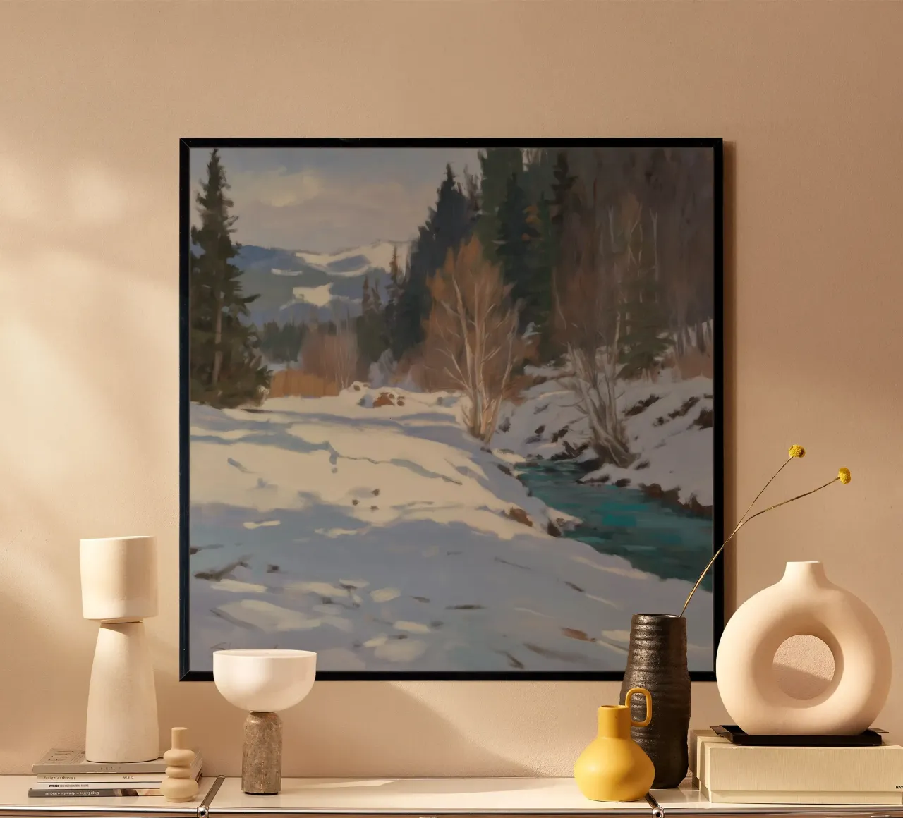 Portata invernale del fiume poster con telaio in plastica da Radiance Landscape