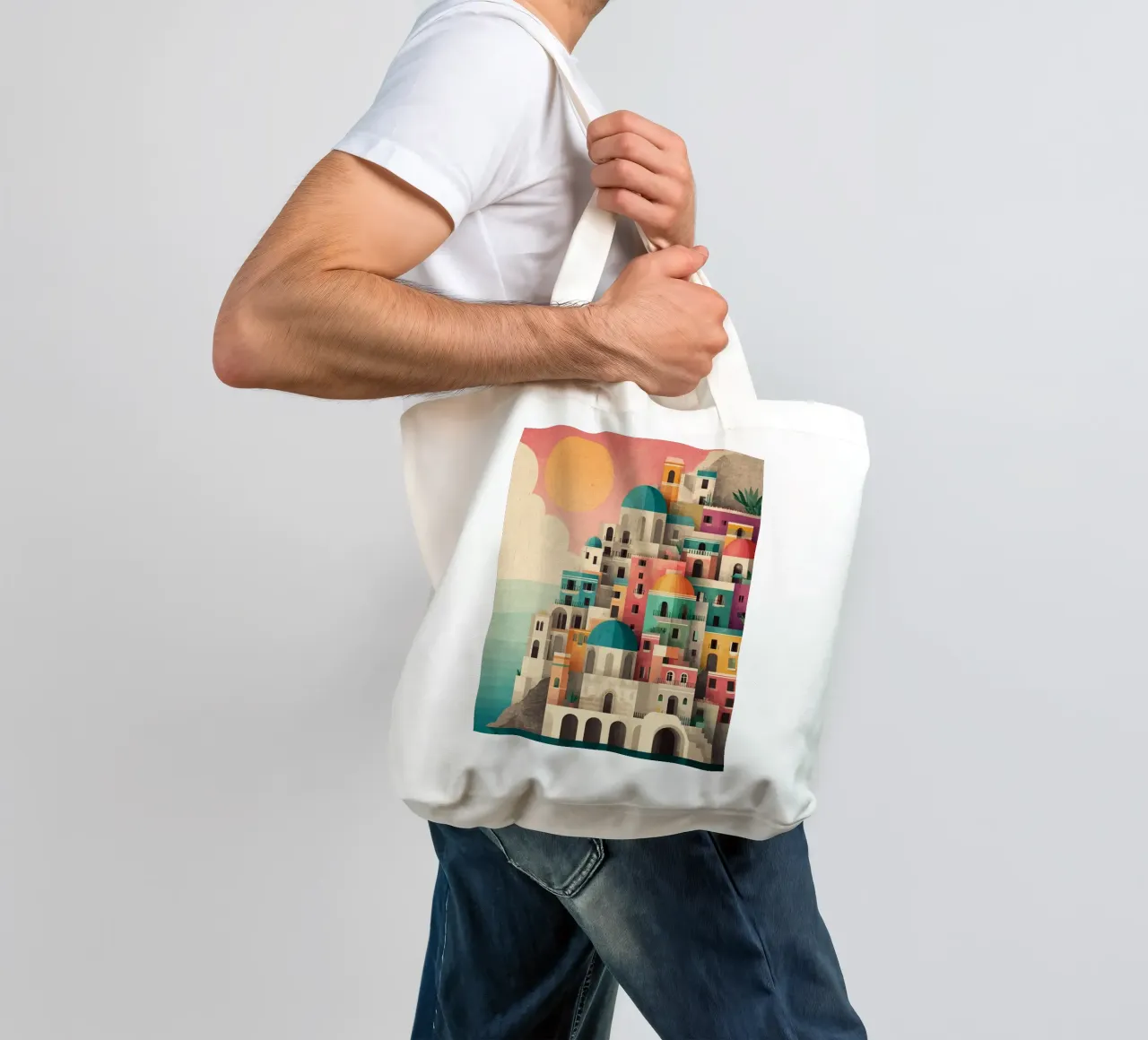 Sunset on Amalfi Geometry tote bag by michi