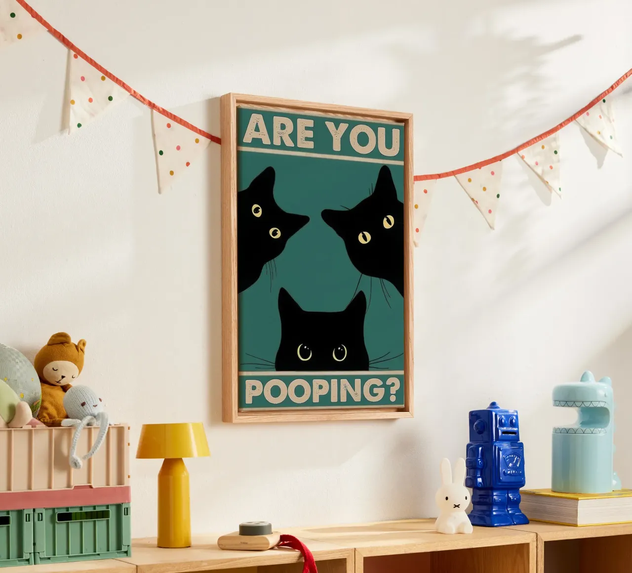 Are You Pooping? canvas met Baklijst van Nando Art