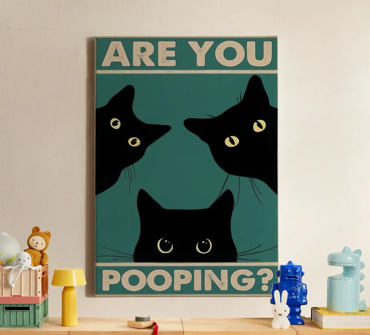 Are You Pooping? canvas met Baklijst van Nando Art