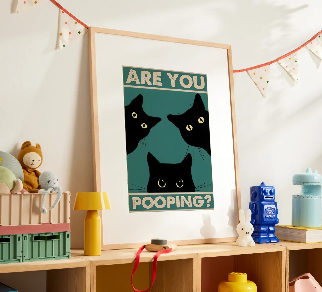 Are You Pooping? poster con telaio in alluminio da Nando Art