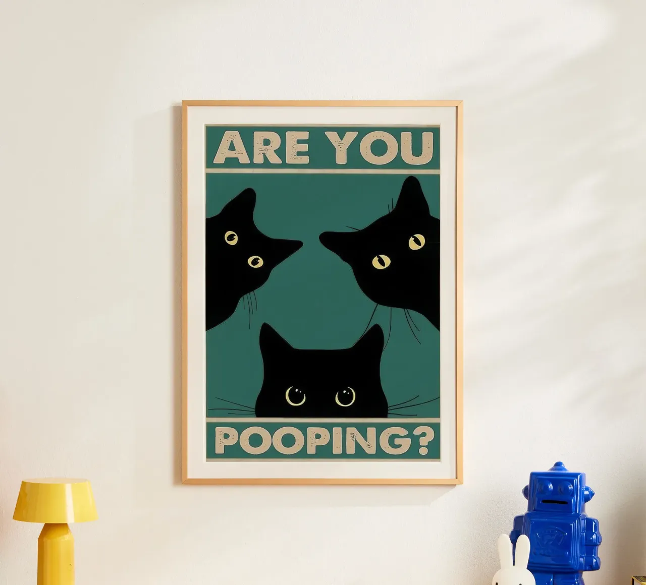 Are You Pooping? poster con telaio in alluminio da Nando Art