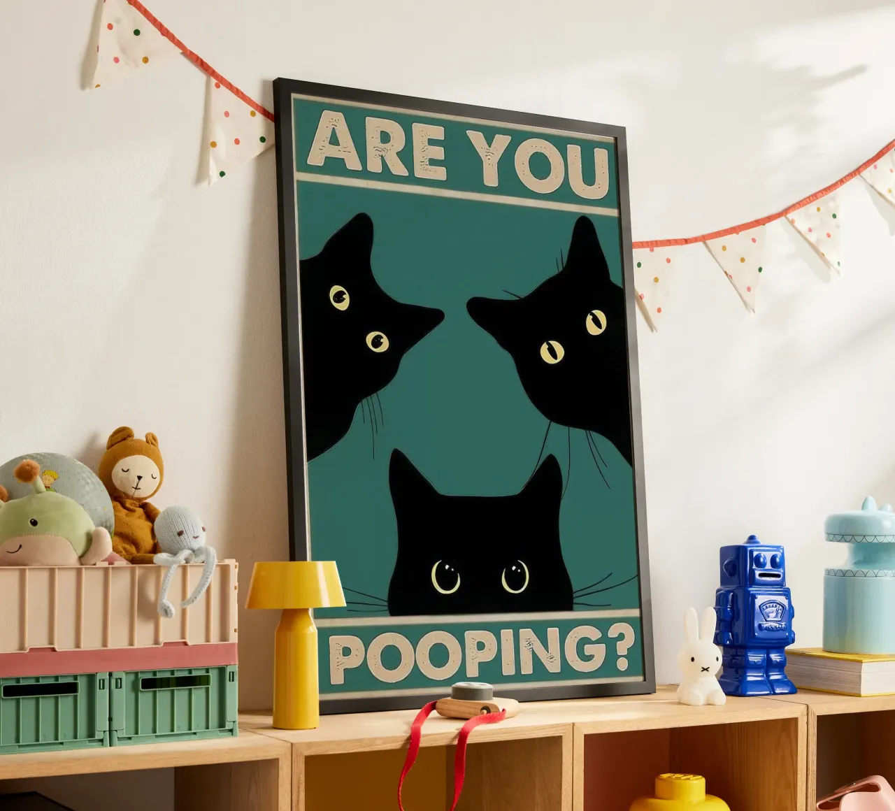Are You Pooping? poster con telaio in alluminio da Nando Art