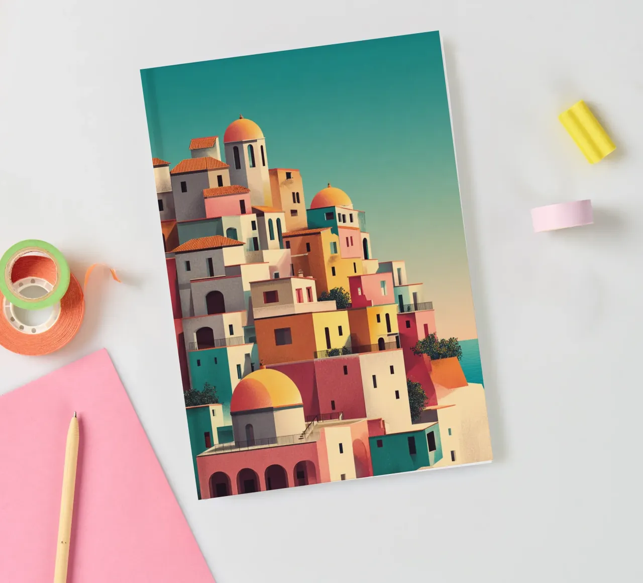 Pastel Cliffs of Amalfi notebook by Mosaic Dialogue
