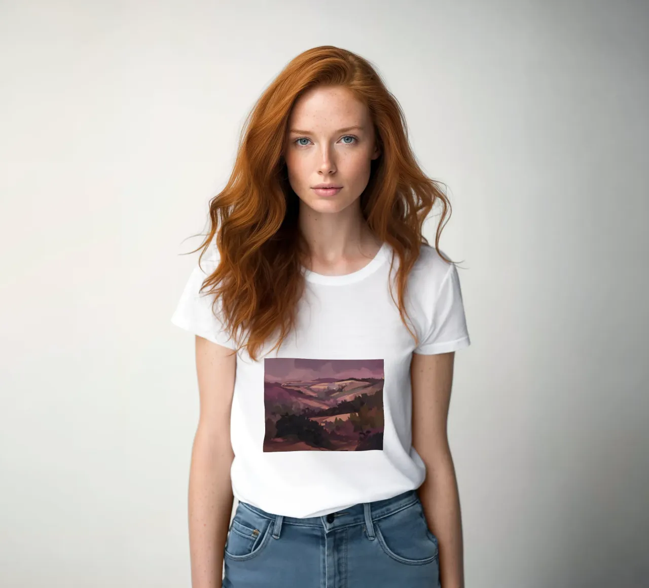 Twilight Mountain Haze women's fitted t-shirt by Radiance Landscape