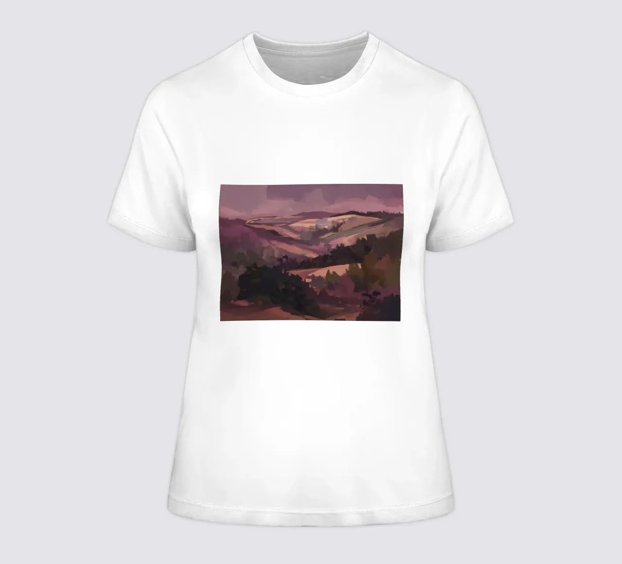 Twilight Mountain Haze women's fitted t-shirt by Radiance Landscape