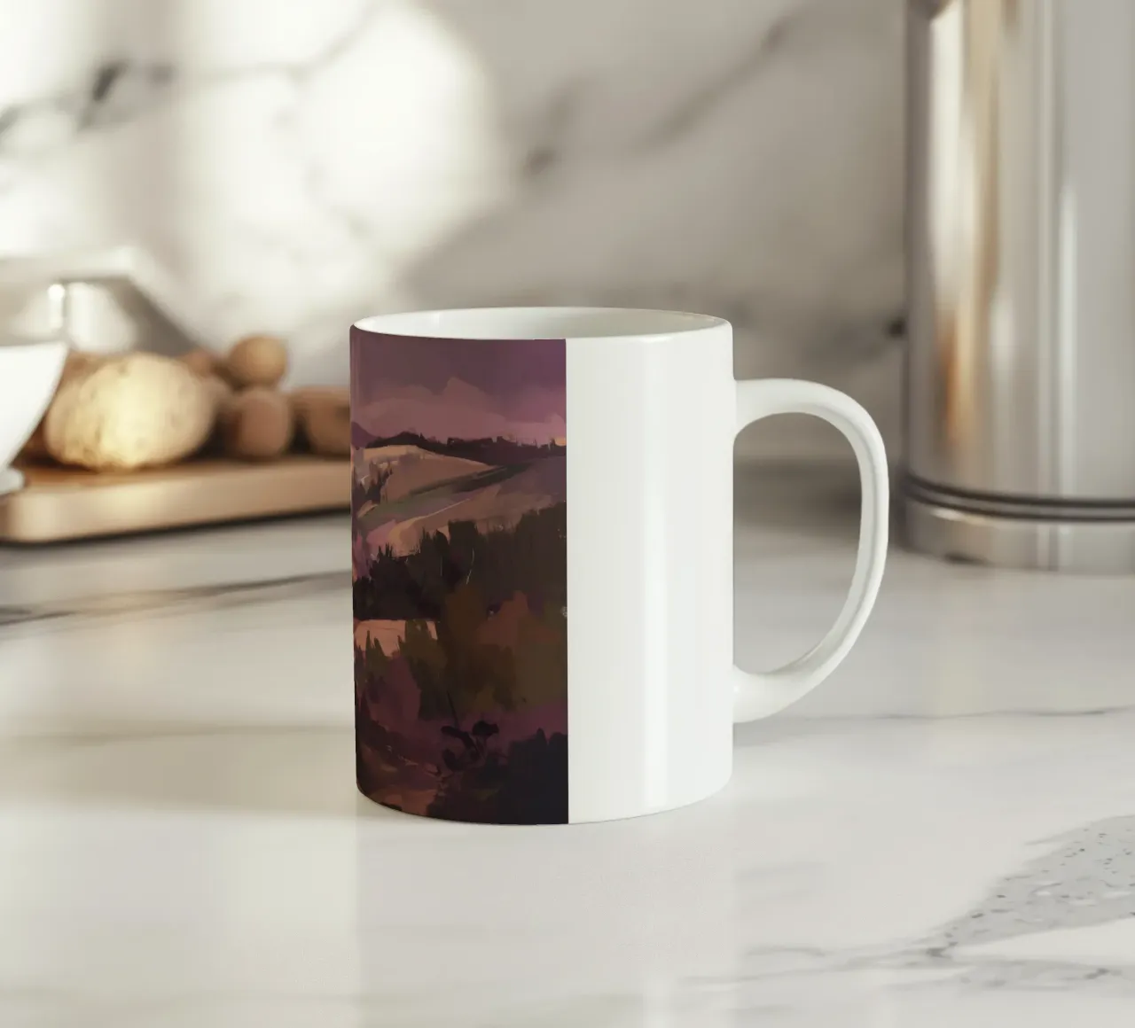 Twilight Mountain Haze ceramic mug by Radiance Landscape